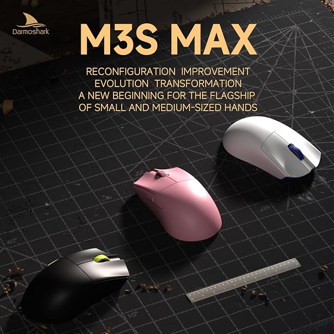 Darmoshark M3SMAX Wireless Gaming Mouse,Tri-Mode 2.4G/USB-C/Bluetooth Mouse Up to 30000DPI,PAW3950 Optical Sensor Lightweight 52g,5 programmable Button,Computer Mouse for Laptop,PC,Windows,Mac(Black)