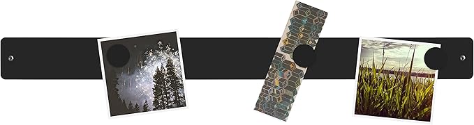 Three by Three Seattle 28 x 2.5 Inch Metal Strip Frameless Magnetic Bulletin Board (3 Pack) with 15 Large Magnets for Memos, Photos, Lists, and More in Office, Home, or School Décor (Black)
