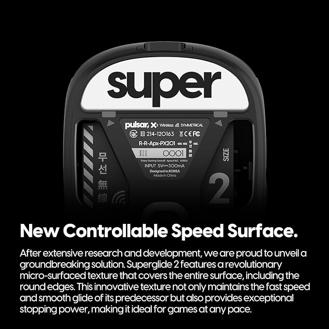 Superglide2 - New Controllable Speed Textured Surface Smoothest Mouse Feet Skates Made with Durable Strong Glass for Pulsar X2 & X2 v2 & X2H & X2A Wireless Gaming Mouse (Type-C, White)