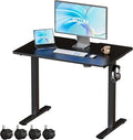 BIZUM 35.4" Small Electric Standing Desk Height Adjustable, Whole Piece Stand Up Computer Desk Work Study Writing Gaming Desks for Home Office Black