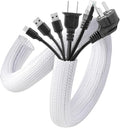 AGPTEK White Cable Sleeve, 2 Pack 5ft - 1.2 Inch Cable Management, Desk Cord Cover Organizer Wire Hider for Computer TV Wire Loom Tubing, Pet Proof Cord Protector from Cat Dog Chewing, White