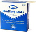 Alvin Drafting Dots – 500 Pre-Cut 7/8” Dots, Low-Tack Adhesive, Clean Removal, Easy Dispenser Box – Ideal for Drafting, Tracing, and Art Projects