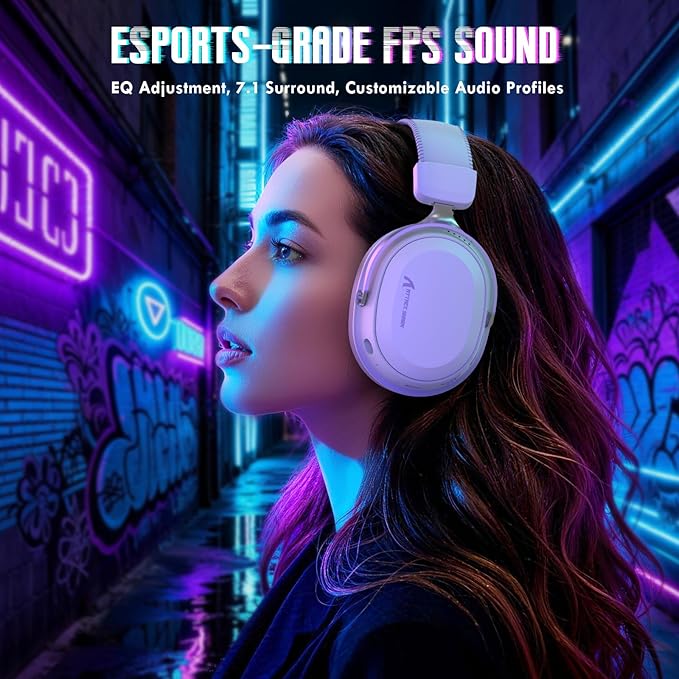 ATTACK SHARK L30Pro Wireless Gaming Headset with 2.4Ghz/BT/Wired, Long Battery Life with Detachable Microphone 7.1 Surround Sound Ultra-Low Latency for PC/PS5/Xbox/Switch/Mobile Silver