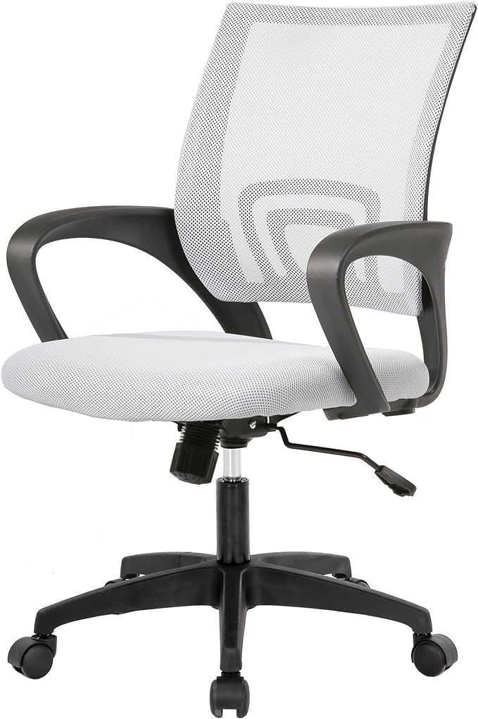 PayLessHere Home Office Chair - Adjustable Ergonomic Chair with Lumbar Support, Armrest, Executive Style, High Density Mesh, 360 Degree Swivel, for Men & Women (White)