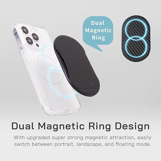 Magnetic Phone Stand Grip – Dual Magnetic Ring, Patented Snap Design, Vegan Leather, MagSafe-Compatible for iPhone 16/15/14/13/12/16 Series– Pink