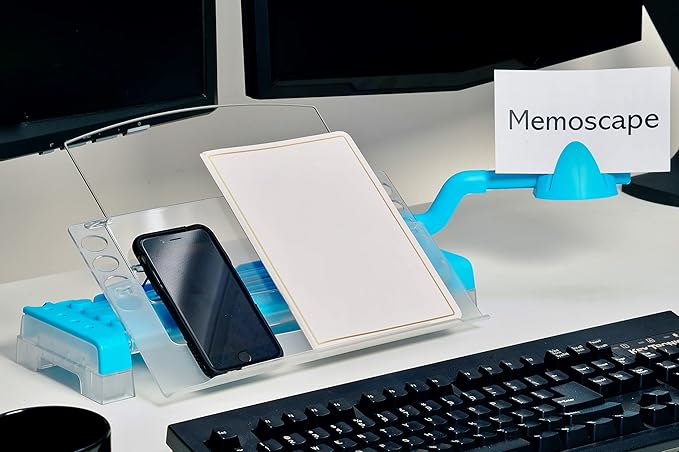 MemoScape Adjustable in-Line Document Holder for Typing | Reduce Neck Strain, Improve Focus, Boost Desk Organization, and Workflow | Paper Holder Stand for Desk and Home Office - Sky Blue (VUR 4020)