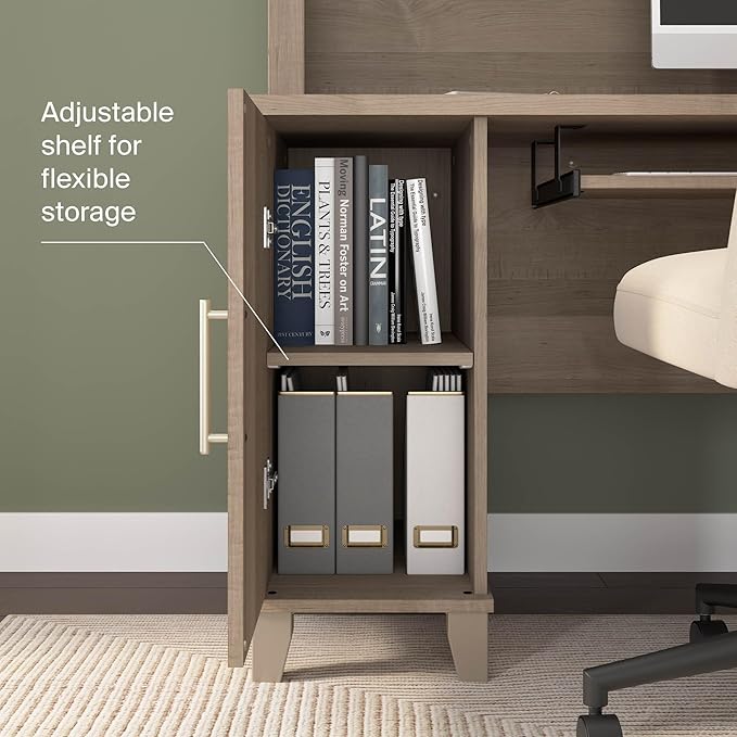 Bush Home 72-Inch L-Shaped Desk with Hutch, Corner Computer Office Desk with File and Box Drawers, Shelves and Storage Cabinet, Home Office Workstation, Somerset Collection, Ash Gray