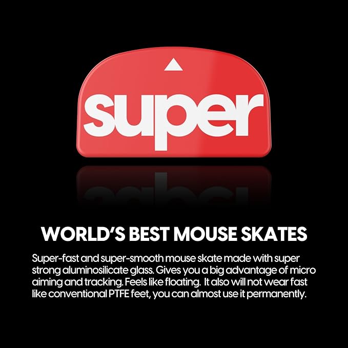 Superglide2 Glass Mouse Skates for Logitech G Pro X Superlight (Red) - Controllable Speed Surface, Polished Edge, Ultra Smooth Durable Gaming Feet (Type-C, Red)