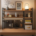 Desktop Bookshelf, pegboard Storage and Organization Rack, Dorm Desk Shelf, Desk Hutch, Desktop Storage for Office, Study, Student Display Rack,Desktop Shelves (Black+Walnut 37.4" Lx9.9 Wx37 H)