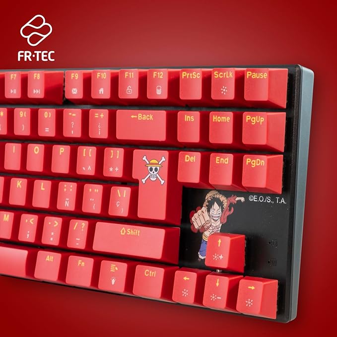 FRTEC - TKL Wired Mechanical Keyboard, One Piece Luffy, Touch Brown, Anti-Ghosting, Compatible with PC, Mac, PS5, Switch, Xbox Series X/S (QWERTY) (One Piece Keyboard)