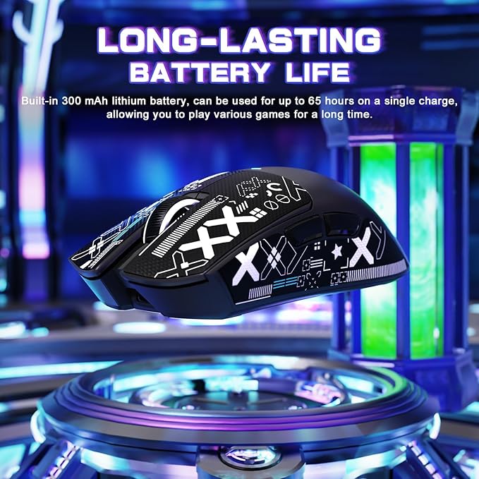 ATTACK SHARK X11SE Ultra-Light Wireless Gaming Mouse,22000 DPI,Tri-Modes BT5.2/Type-C Wired/2.4G,PixArt PAW3311 Gaming Sensor,5 Programmable Buttons for Laptop,PC,Mac Gamer(Black&Sticker)