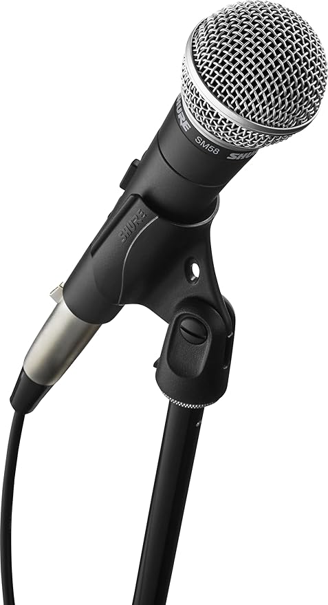 Shure SM58-CN BTS Dynamic Vocal Microphone Bundle with Stand & XLR Cable, Cardioid Stage Mic for Live Performance, Singing, Speech & Studio Use, Black