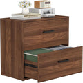 2 Drawer File Cabinet, Wood Lateral Filing Cabinets, Wide Office File Cabinet with Drawer for Hanging Files/Letter Size Printer Stand for Home Office School, Assembly Required, Walnut