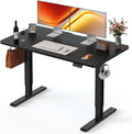 FEZIBO 55 x 24 Inchs Electric Standing Desk, Height Adjustable, Sit Stand Up, Computer Office Desk with Splice Board, Black Frame/Black Top