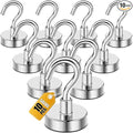 DIYMAG Magnetic Hooks, 50 LB Heavy Duty Magnet with Hook, 10 Packs Strong Rare Earth Neodymium Magnets for Hanging, Magnetics Hanger for Curtain, Home, Kitchen, Workplace
