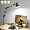 LED Desk Lamp Dimmable with Clamp, Eye-Caring Clip on Lights for Home Office, 3 Adjustable Color Temperature,Extra Tall Metal Swing Arm, High Intensity Clamp w/A19 E26 Bulb for Working Reading