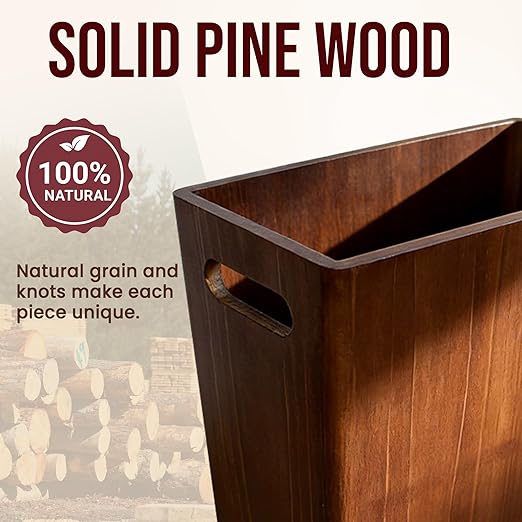 Wooden Trash Can, Decorative Wood Bathroom Wastebasket, 3 Gallon Small Garbage Can for Bedroom, Office, and Room