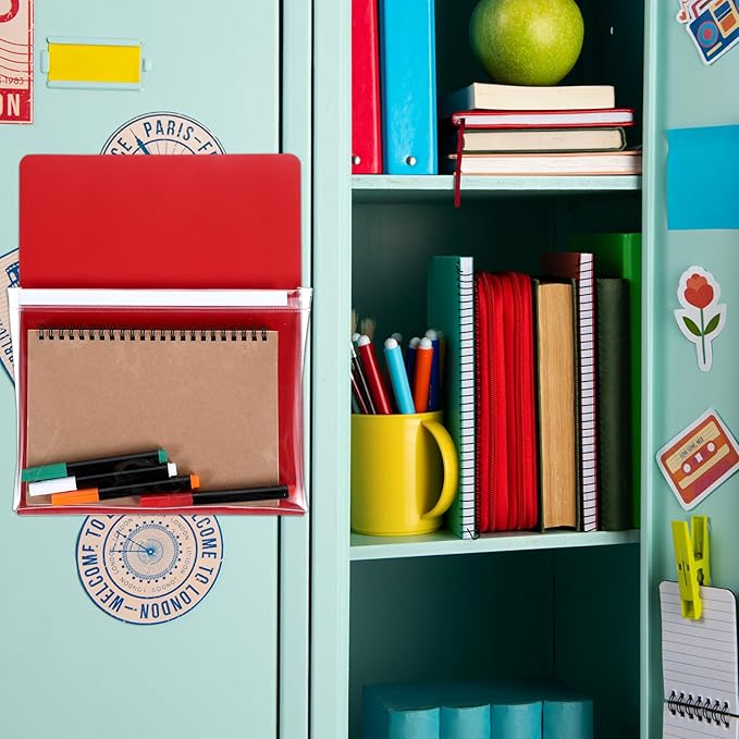 Tobeelec 6 Pcs Magnetic Wall File Organizer Magnetic Wall File Holder Refrigerator Magazine Holder for Mail Letters Paper Teacher Office Classroom Loker Supplies, 12 x 9.5 Inch (6 Colors)