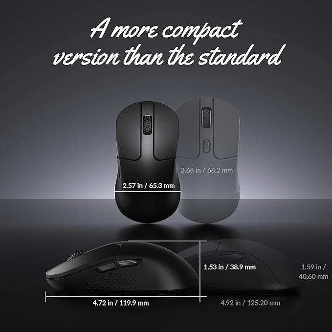 Keychron M3 Mini Wireless Optical Mouse, Bluetooth 5.2/2.4 GHz/Wired Gaming Mouse, Programmable PixArt 3311 Sensor with up to 12,000 DPI/ 650 IPS, Lightweight Ergonomic for Windows Mac Linux - Black