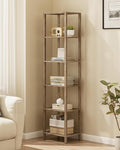 TUTOTAK Bookshelf, 6-Tier Tall Book Shelf, Narrow Bookcase for Small Space, DIY Stackable Bookshelf, for Living Room, Office, Study, Entryway, Industrial, Pure Greige BS01BG006G