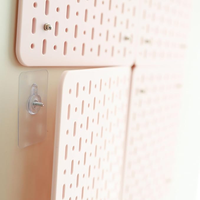 No Drill Pegboard Wall Organizer - HIPS Material Gaming & Office Storage with Accessories, White/Black/Pink Combination for Men Women Space-Saving (Pink)