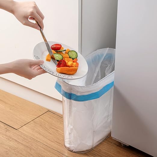 Anyoifax Small Trash Can Slim Garbage Can 3 Gallon Waste Basket Trash Bin Container for Bathroom, Bedroom, Living Room, Kitchen, Office, Colleg Dorm - Clear