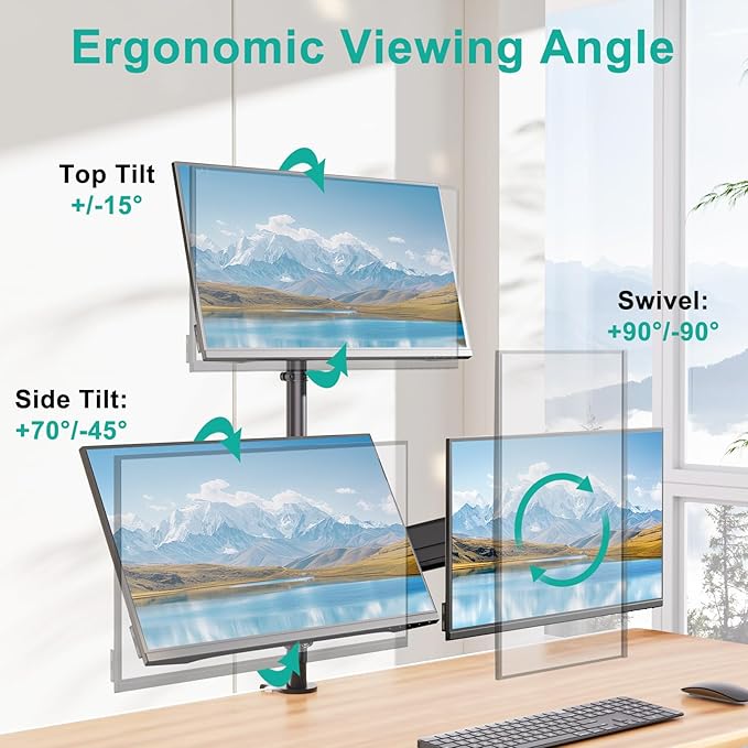 WALI Triple Monitor Mount for 13-34 inch Screens, Taller 3 Monitor Desk Mount, up to 19.8lbs, 31.9 inch Height Max, Adjustable Triple Monitors Stand, VESA 75/100mm (GSDM003S), Black