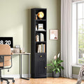 HOOBRO 70.9" Inch Tall Bookcase, Tall Narrow Bookshelf with Storage Cabinet, Open Shelf with Adjustable Shelf, Space Saving Storage Shelf Bookcase for Office, Living Room, Bedroom, Black BK42SJ01