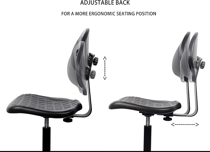 Chair Master-Heavy Duty Ergonomic Drafting Stool Black-Easy to Clean-Largest (20") Adj. Footring and Base (26") on the Market. Seat Ht Range (23"-33"). for Home, Auto, Lab, Cleanroom. Durable.