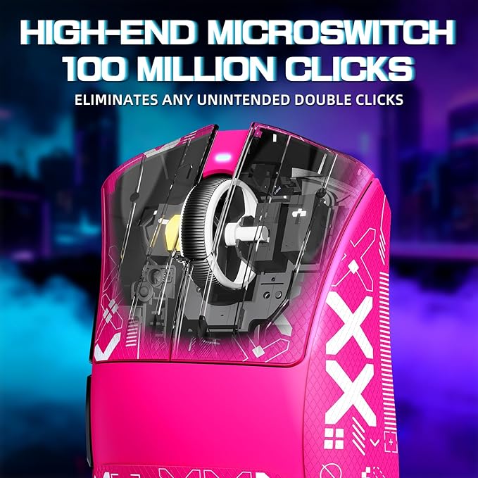 ATTACK SHARK V3PRO Wireless Esports Gaming Mouse with Magnetic Charging Dock:62g Lightweight-1K Polling-25K DPI-PAW3311 Sensor,Wired/BT/2.4Ghz Programmable,BK52820 IC for PC Mac Gamer(Berry Red+Tape)