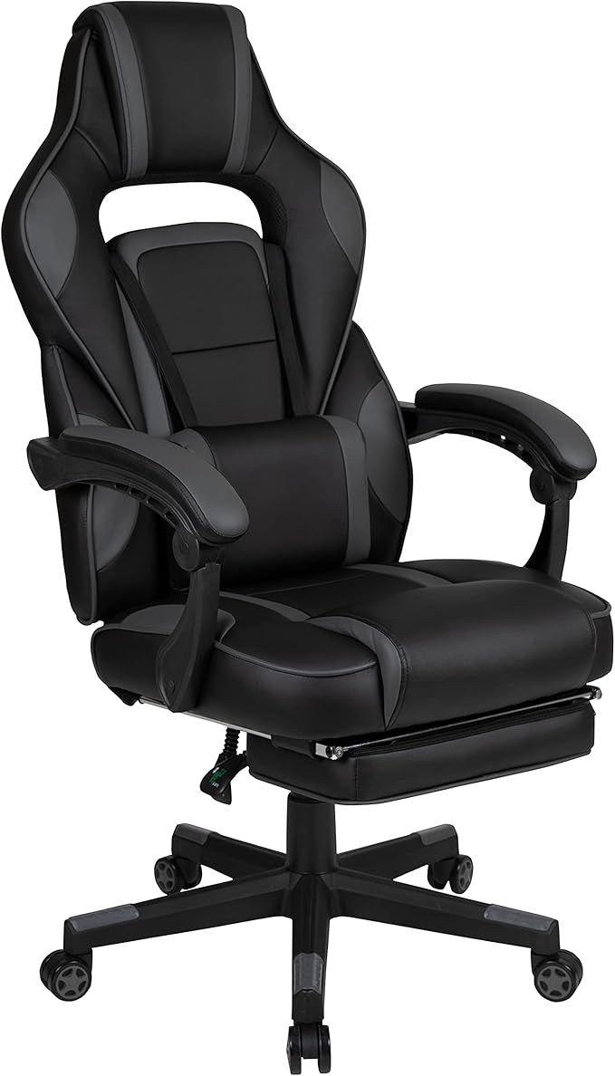 Flash Furniture Optis Gaming Desk with Cup Holder/Headphone Hook/Removable Mousepad Top & Black Reclining Back/Arms Gaming Chair with Footrest