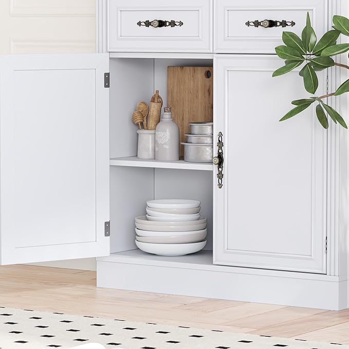 BORNOON 70.1" Tall Bookshelf with Drawers & Cabinet, 5-Tier Floor Standing Bookcase with Storage Doors, Adjustable Shelves & Metal Handles, 31.5" Wide Organizer for Home Office, Living Room