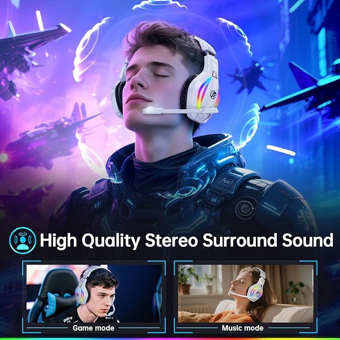 Fachixy FC-100 Wireless Gaming Headset for PS5, PS4, Switch - 2.4GHz Wireless Gaming Headphones with Microphone - Bluetooth 5.4 Gaming Headset with 50H Battery Life for Mac, Laptop, Mobile