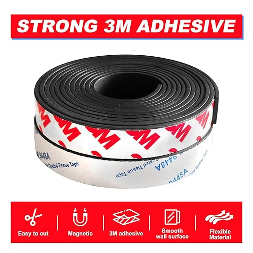 CHUNNIAO AB Matached Magnetic Tape Strips with Adhesive 3/5"(2 Rolls,Each 6 Feet),Thickness 80mil for Display Banner Stand&Window Screen Replacement