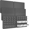 Peg Board for Tools, 6 Pack Metal Pegboard Wall Organizer with Hooks,16"×12" Gray Pegboard Panels for Walls Home, Garage Tool Storage, Kitchen, Office Organization, Craft Room