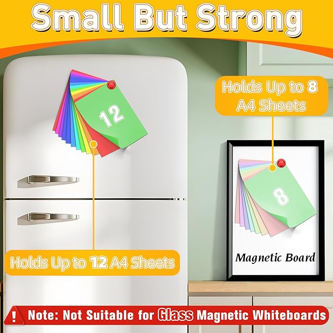 16 Pcs Fridge Magnets, Refrigerator Magnets, Small Strong Magnets, Whiteboard Magnets for Fridge, Magnetic Push Pins for Locker, Kitchen Decor and Accessories, Office, Classroom Organization