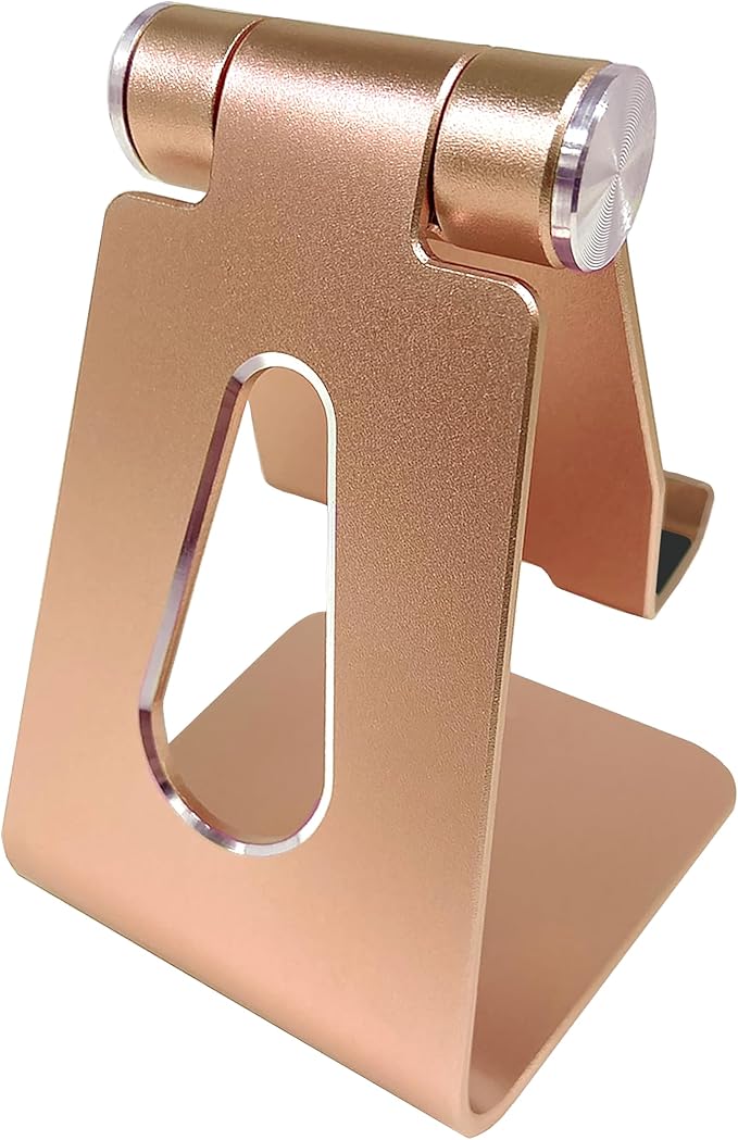 Phone & Tablet Stand Adjustable Multi‑Angle Aluminum Phone & Tablet Stand Non‑Slip Dock/Cradle/Charging Station for Desktop, Bed, Kitchen, Office (Gold)