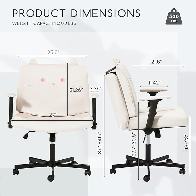 HOMREST Criss Cross Chair with Arms and Castors, Plus Size Cross Legged Office Chair with Extra Wide Seat&Flexible Back Cushion, Cute Comfy Desk Chairs for Home Office, Vanity, Gaming,Reading(Beige)