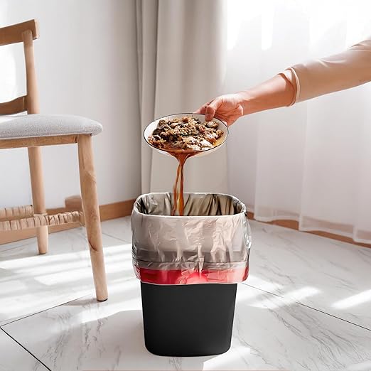 Small Trash Can - Plastic Waste basketbin - for Office,Home,Bathroom,Kitchen - 1.8 Gallon - Black
