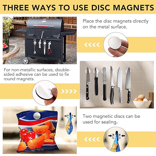 LOVIMAG Strong Magnets, Powerful Disc Magne with Double-Sided Adhesive, Heavy Duty Rare Earth Neodymium Magnets for Fridge, Office, Science, DIY-1.26inchx1/8 inch, Pack of 20 (10 Black, 10 Silver)