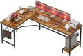 Mericonia 66 inch Large L Shaped Desk, Simple Corner Gaming Desk with CPU Stand & Hooks, Computer Desk for Home, Bedroom & Office Workspace, Dark Brown