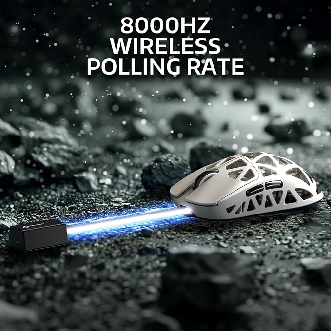 ATTACK SHARK R2PRO 45g Superlight Magnesium Alloy Mouse, PixArt PAW3950 Sensor, 42000DPI, 8000Hz Wireless Polling Rate, 2.4G/BT/Wired Gaming Mouse, Programmable Mice with Coiled Cable, PC/Mac, Creamy