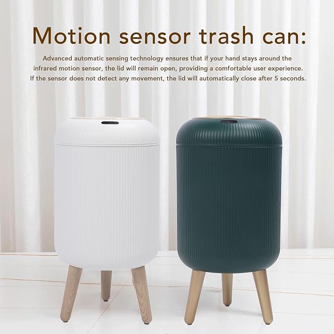 Aramox Motion Sensor Trash Can, 3 Gallon Smart Garbage Can Water Proof Touchless Trash Can Slim Small Trash Bin Compatible with Kitchen Bedroom (White)