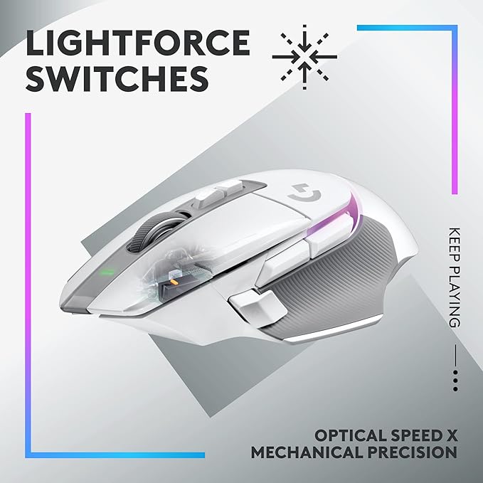 Logitech G502 X Plus Lightspeed Wireless Gaming Mouse, White | Hero Sensor, 25,600 DPI, 13 Programmable Buttons, LIGHTFORCE Switches, RGB Lighting, PC/Mac | with Signature Series Charging Dock
