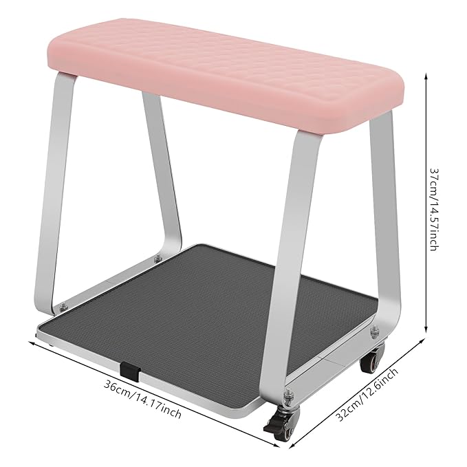 Pedicure Foot Rest for Nail Tech Nail Salon, Nail Stand,PU Leather Foot Nail Stand Rest for Home and Salon Use Pedicure Station (Pink)