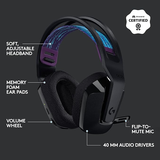 Logitech G535 Lightspeed Wireless Gaming Headset + Yeti GX Dynamic RGB Gaming Microphone with LIGHTSYNC, USB Mic - Black