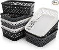 ZEAYEA 9 Pack Small Plastic Storage Basket, Classroom Organizer Baskets for Shelves Desk Drawer, Pantry Woven Basket Bins for Bedroom Closet Office School, 7.7" L x 5.5" W x 2.4" H
