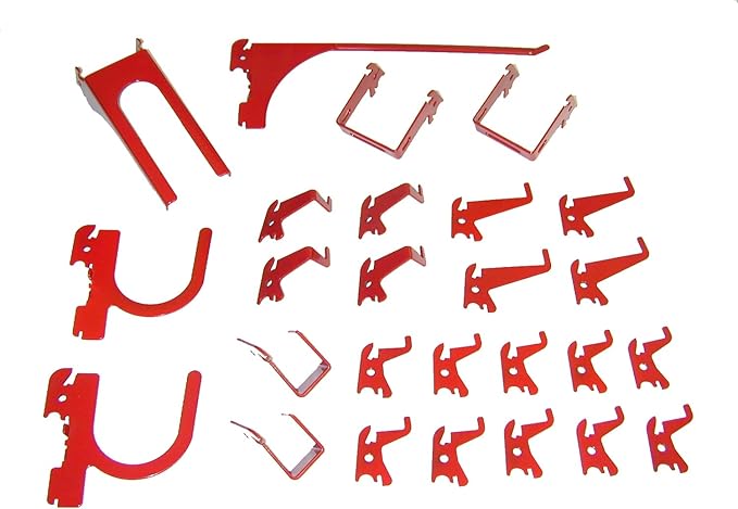 Wall Control KT-200-DLX R Slotted Storage Panel Deluxe Hook Kit, Red
