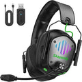Wireless Gaming Headset for PS5, PS4, PC, Switch – 2.4GHz & Bluetooth Gaming Headphones with Mic, 3D Stereo Surround Sound, 20ms Low Latency, ENC Noise Canceling, RGB Light, 50H Battery