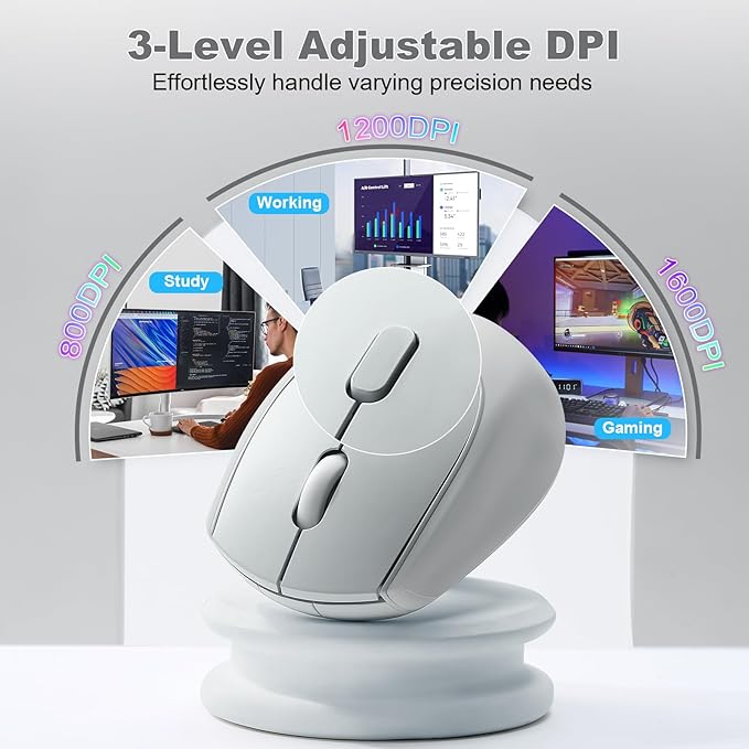 YUNZII C2 Wireless Mouse,2.4GHz Cute Silicone Noiseless Wireless Computer Mouse, Quiet Clicks, 3 Adjustable DPI, 1600 DPI Optical Tracking, Portable Ergonomic Mice for Laptop/PC/Mac (Gray)